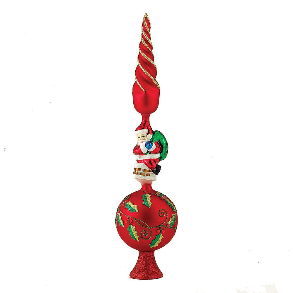16" Un-Lit Glass Santa Finial Treetop