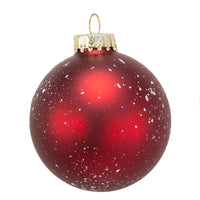 80MM Glass Red With Pinecone Design Ball Ornaments