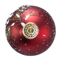 80MM Glass Red With Pinecone Design Ball Ornaments