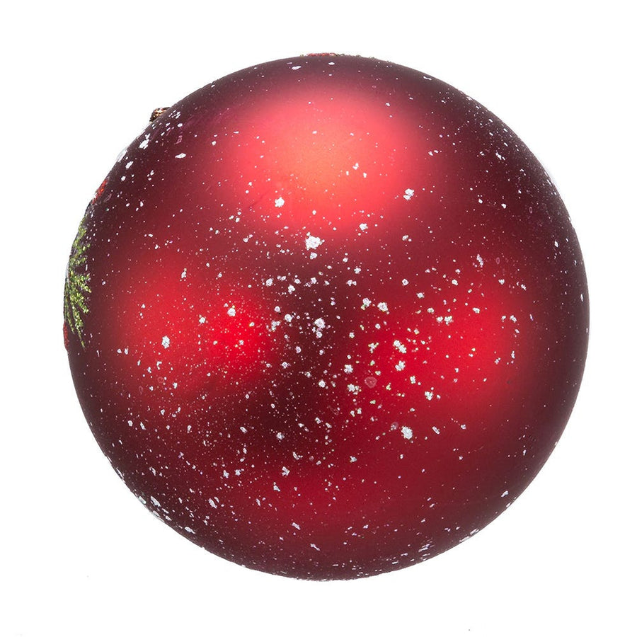 80MM Glass Red With Pinecone Design Ball Ornaments