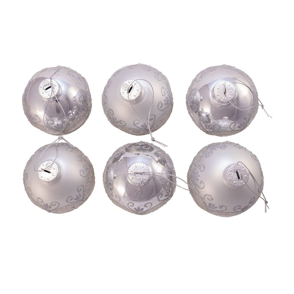 80MM Glass Silver Glitter Ball Ornaments