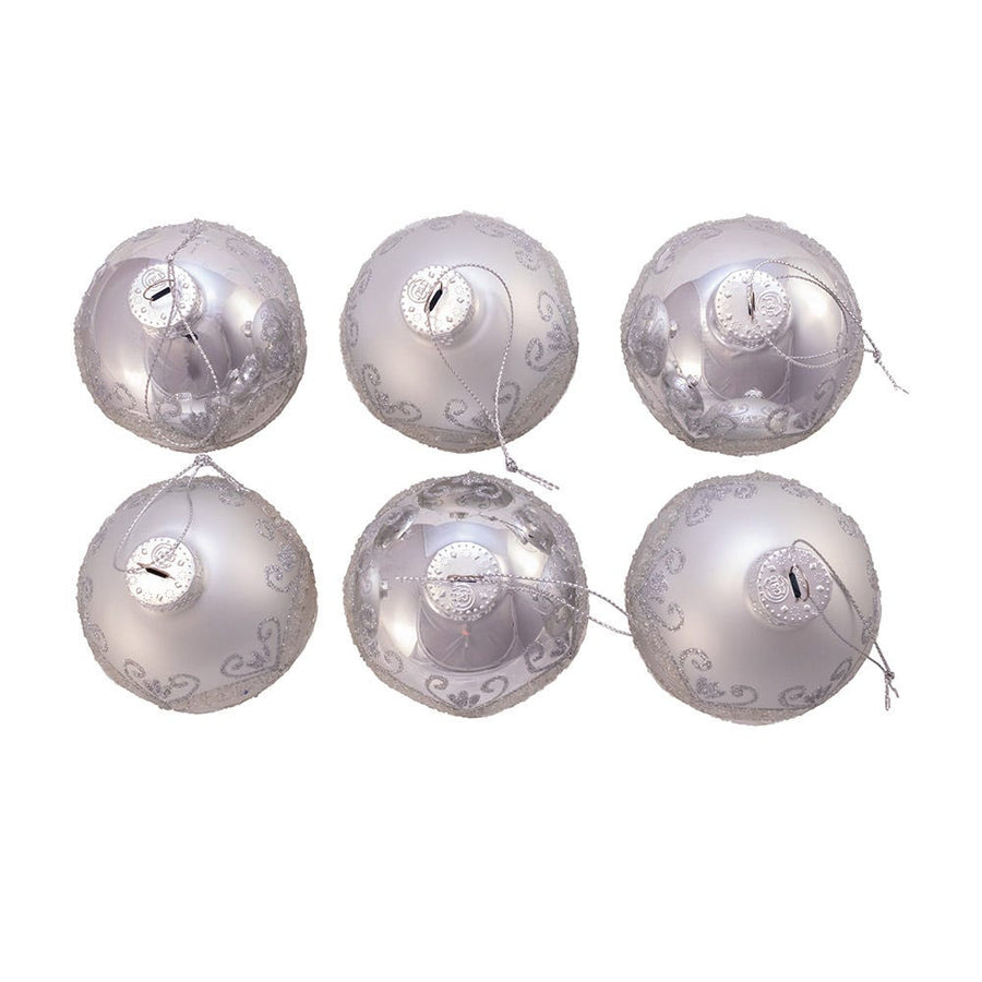 80MM Glass Silver Glitter Ball Ornaments