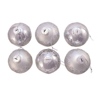 80MM Glass Silver Glitter and Sequins Ball Ornaments