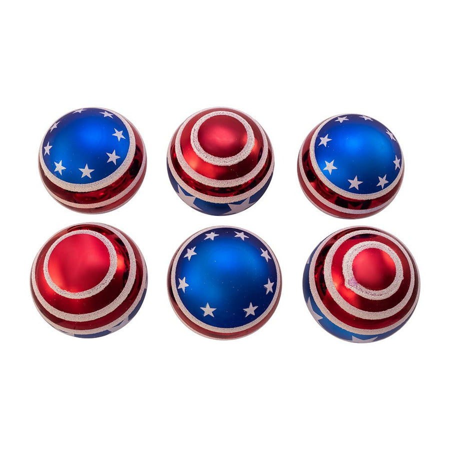 80MM Glass Red, White and Blue Stars and Stripes Glass Ball Ornaments