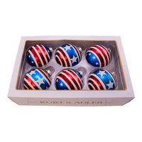 80MM Glass Red, White and Blue Stars and Stripes Glass Ball Ornaments