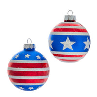 80MM Glass Red, White and Blue Stars and Stripes Glass Ball Ornaments