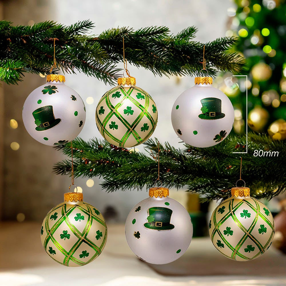 80MM Glass Irish Design Ball Ornaments