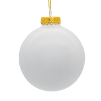 80MM Glass White With Cannabis Design Ball Ornament