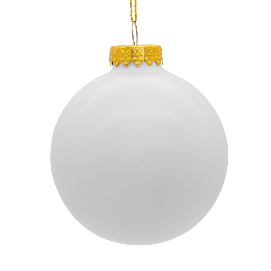 80MM Glass White With Cannabis Design Ball Ornament