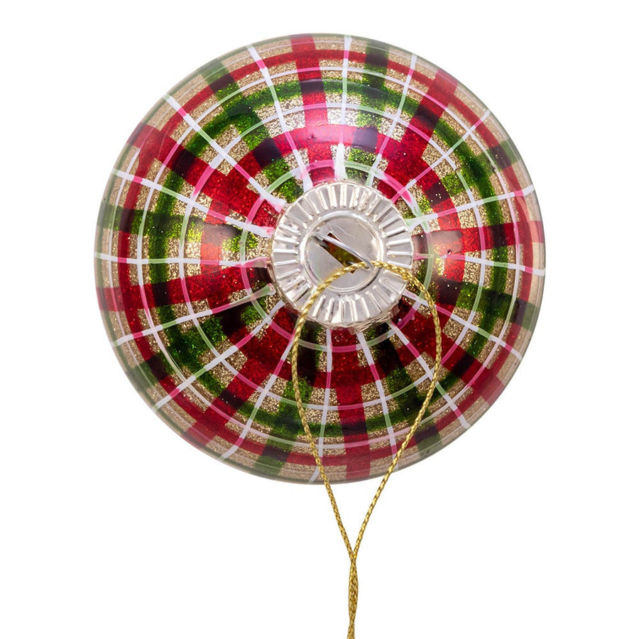 80MM Glass Red and Green Plaid Ball Ornaments