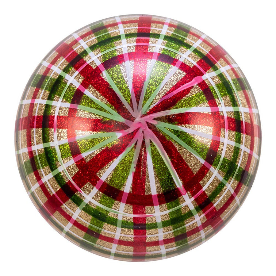 80MM Glass Red and Green Plaid Ball Ornaments