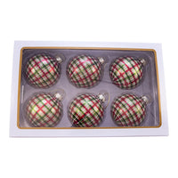 80MM Glass Red and Green Plaid Ball Ornaments
