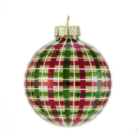 80MM Glass Red and Green Plaid Ball Ornaments