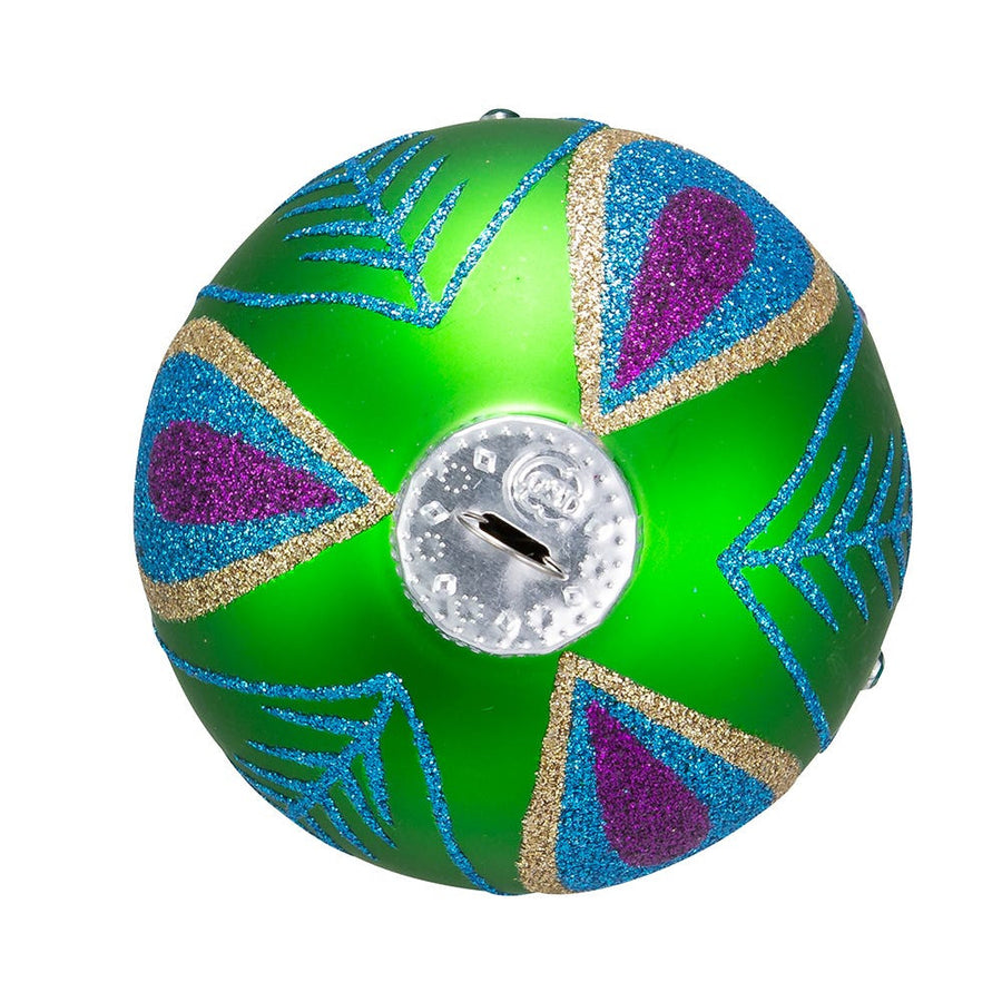 80MM Glass Peacock Purple and Green Ball Ornaments