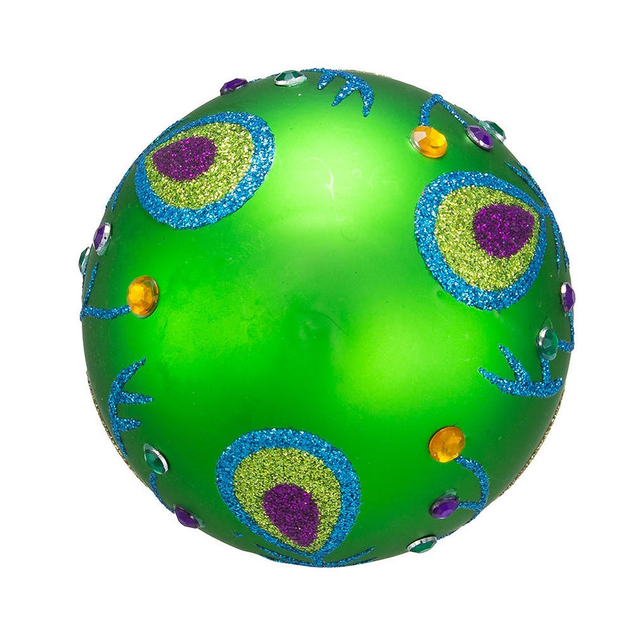 80MM Glass Peacock Purple and Green Ball Ornaments