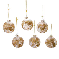 80MM Glass Ball With Gold Pinecone Design Ornaments