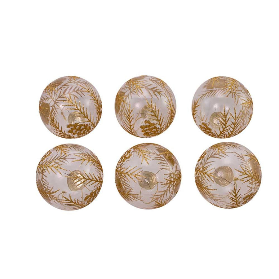 80MM Glass Ball With Gold Pinecone Design Ornaments