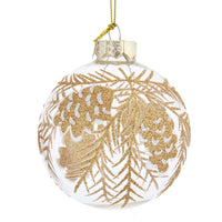 80MM Glass Ball With Gold Pinecone Design Ornaments