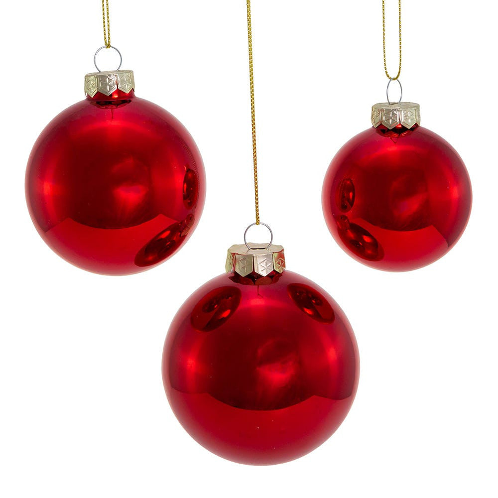 60MM-80MM Glass Shiny Red Ball Ornaments