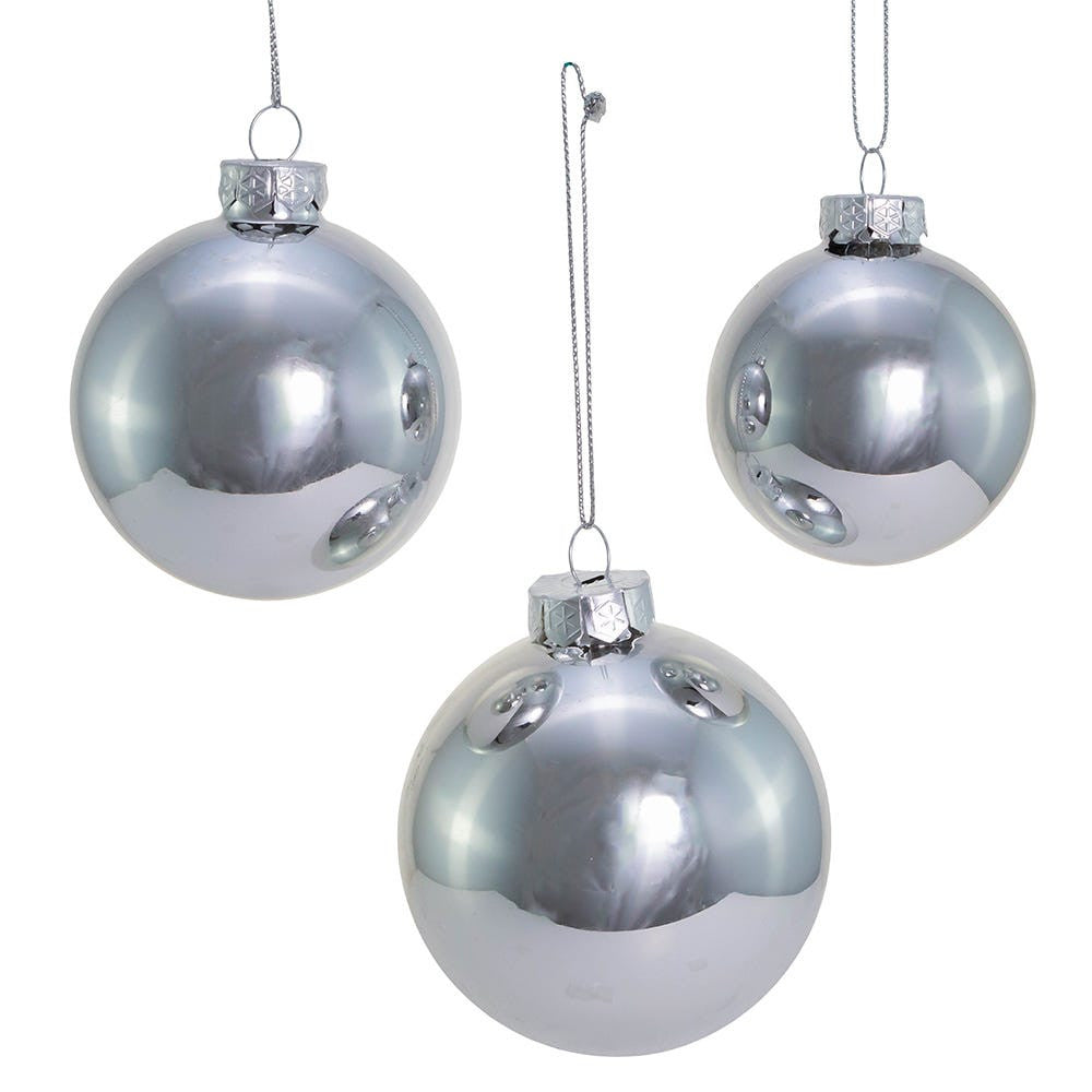 60MM-80MM Glass Shiny Silver Ball Ornaments