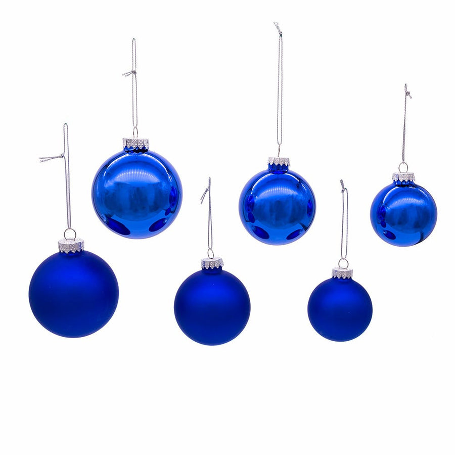 60MM - 80MM Glass Shiny and Matte Blue Mixed Ball Ornaments