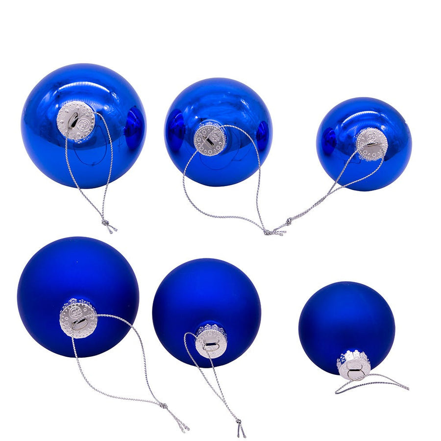 60MM - 80MM Glass Shiny and Matte Blue Mixed Ball Ornaments