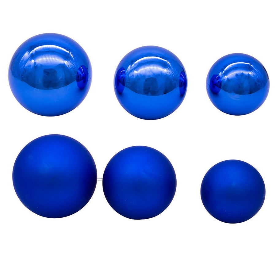 60MM - 80MM Glass Shiny and Matte Blue Mixed Ball Ornaments