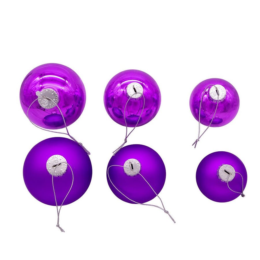60MM - 80MM Glass Shiny and Matte Purple Mixed Ball Ornaments