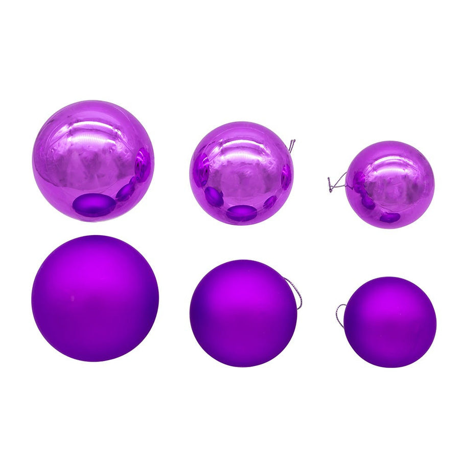 60MM - 80MM Glass Shiny and Matte Purple Mixed Ball Ornaments