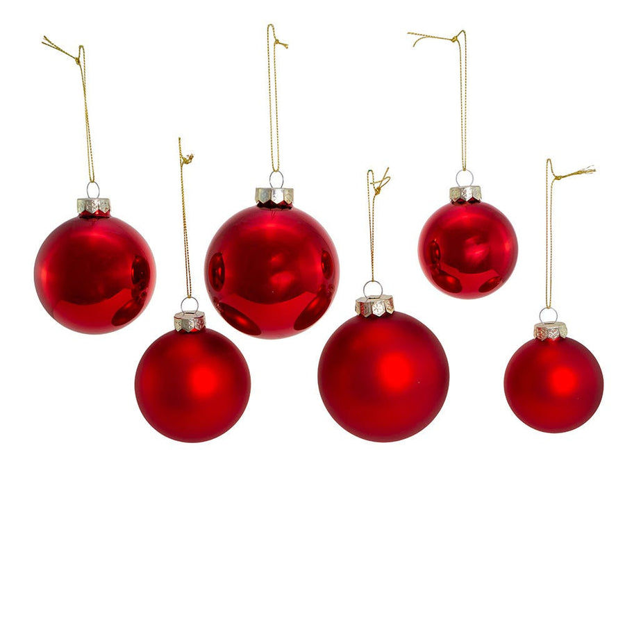 60MM 80MM Glass Shiny and Matte Red Ball Ornaments