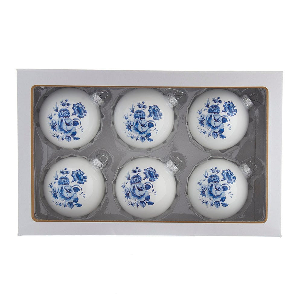 80MM Glass Shiny Indigo Blue Design Ball Ornaments