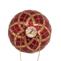80MM Glass Red With Gold Plaid Ball Ornaments