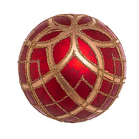 80MM Glass Red With Gold Plaid Ball Ornaments