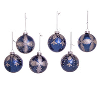 80MM Glass Navy and Silver Ball Ornaments