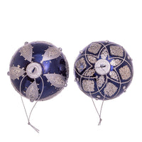 80MM Glass Navy and Silver Ball Ornaments