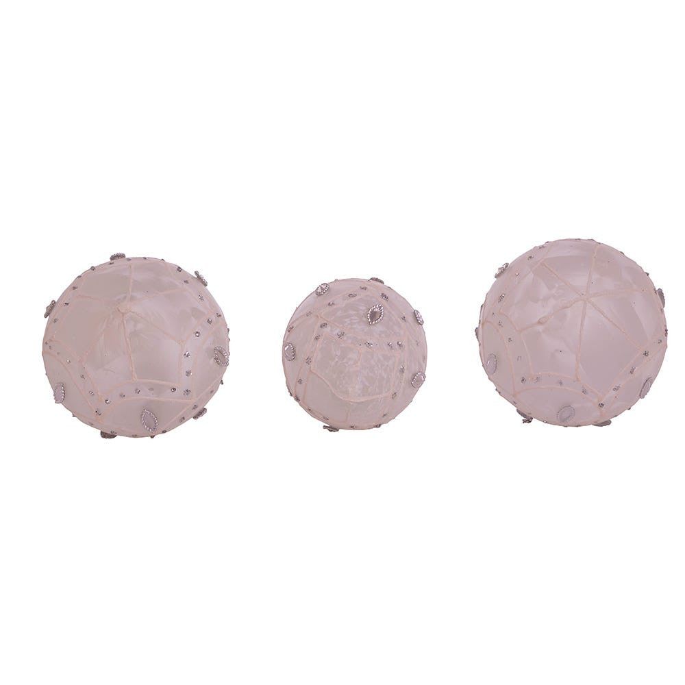 80MM Glass Embellished White Ball, Finial, and Onion Ornaments
