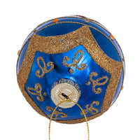 80MM Glass Shiny Navy Blue with Gold Embellishments Ball Ornaments