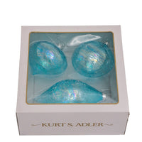 80MM Glass Blue Finial, Onion, and Ball Ornaments