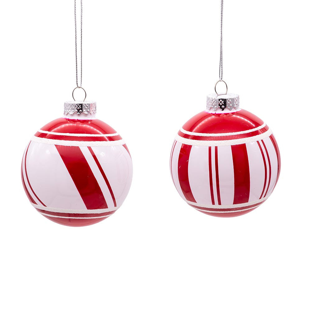 80MM Glass Red and White Ball Ornaments