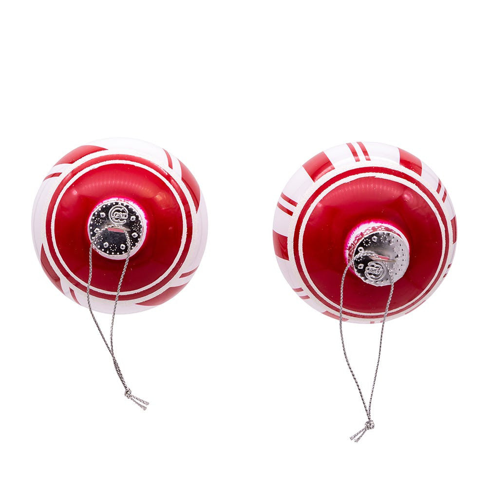 80MM Glass Red and White Ball Ornaments