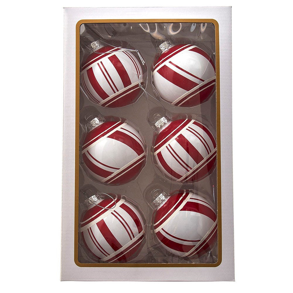 80MM Glass Red and White Ball Ornaments