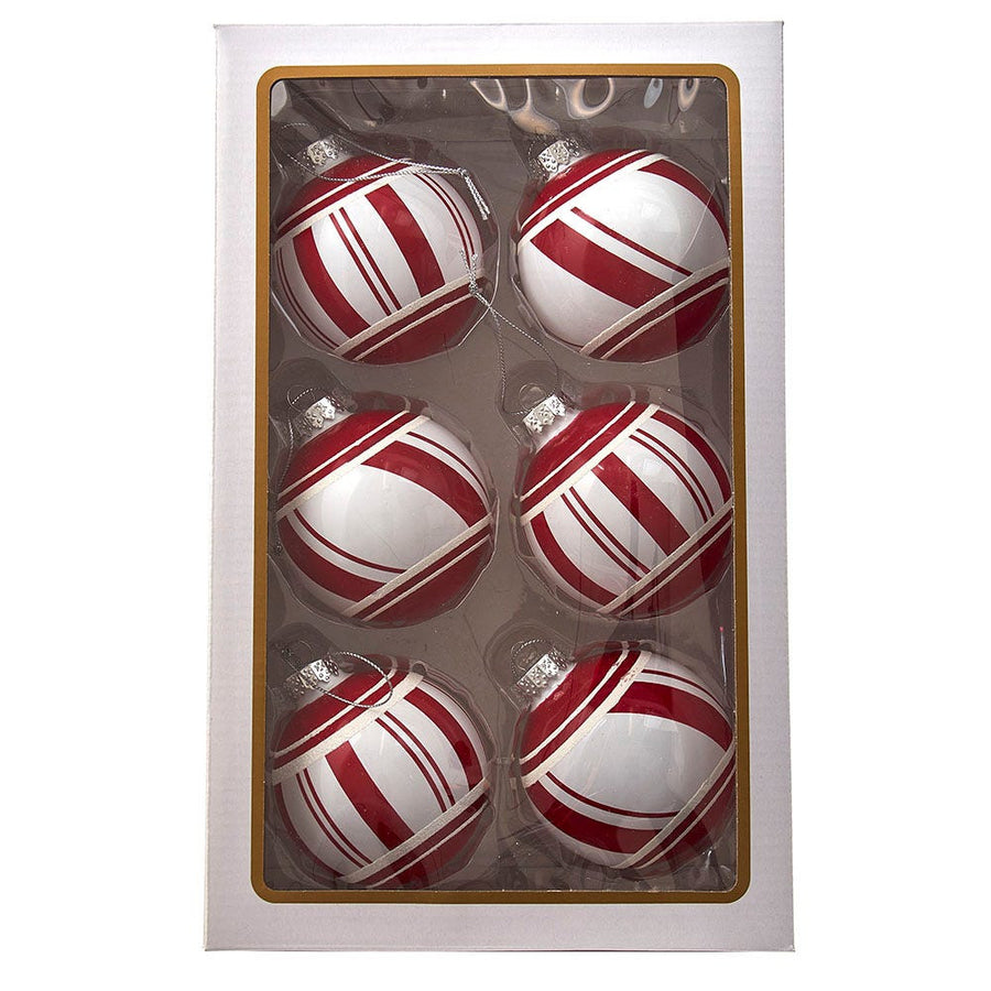 80MM Glass Red and White Ball Ornaments