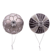 80MM Glass Silver and Black Jeweled Ball Ornaments