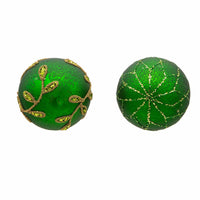 80MM Glass Gold and Emerald Green Embellished Ball Ornaments