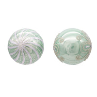 80MM Glass Silver and Aqua Embellished Ball Ornaments