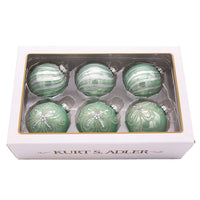 80MM Glass Silver and Aqua Embellished Ball Ornaments