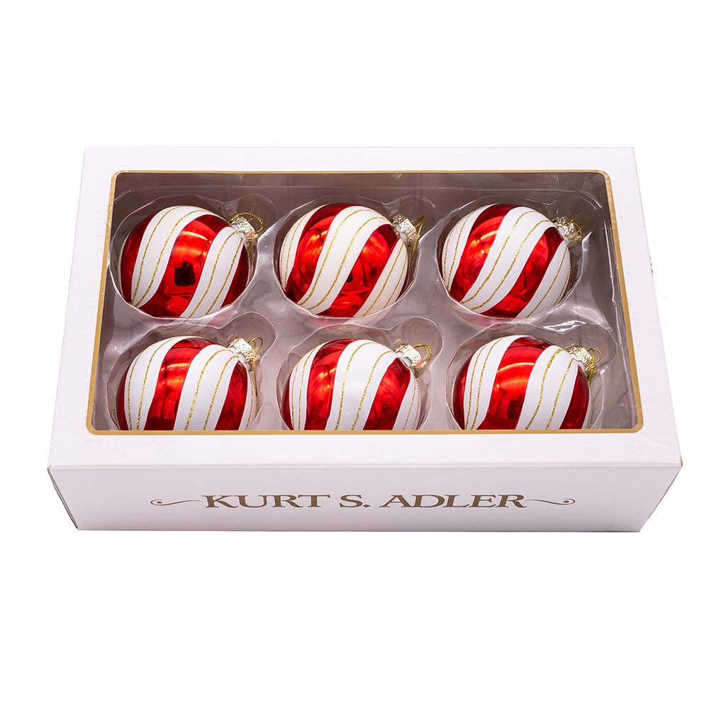 80MM Glass Gold, Red and White Ball Ornaments