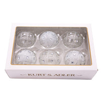 80MM Jeweled Clear and White Feather Glass Ball Ornaments