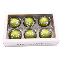 80MM Glass Green Leaf Design Ball Ornaments