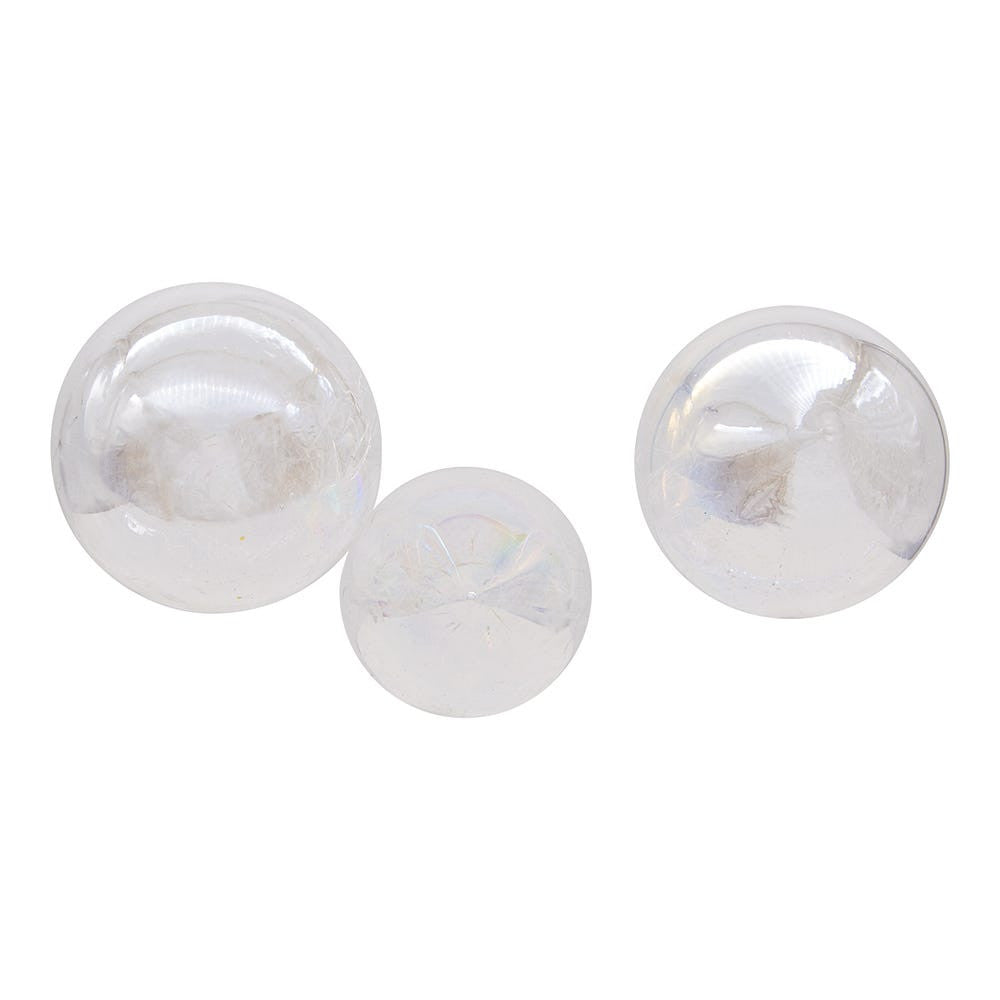 80MM Clear Iridescent Glass Ball, Onion and Tear Drop Ornaments